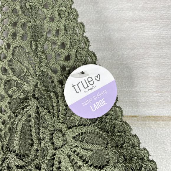 True Rue21 Bralette Women's Size Large Green Floral Print Lace Pullover Bra NWT - Picture 4 of 8